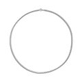 The Shinola 4mm Box Chain Necklace, crafted in sterling silver, is shown arranged in a circular shape on a plain white background.