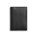The Shinola Folded Card Holder Wallet in black, crafted from Italian Vachetta leather, is shown standing upright against a plain white background.