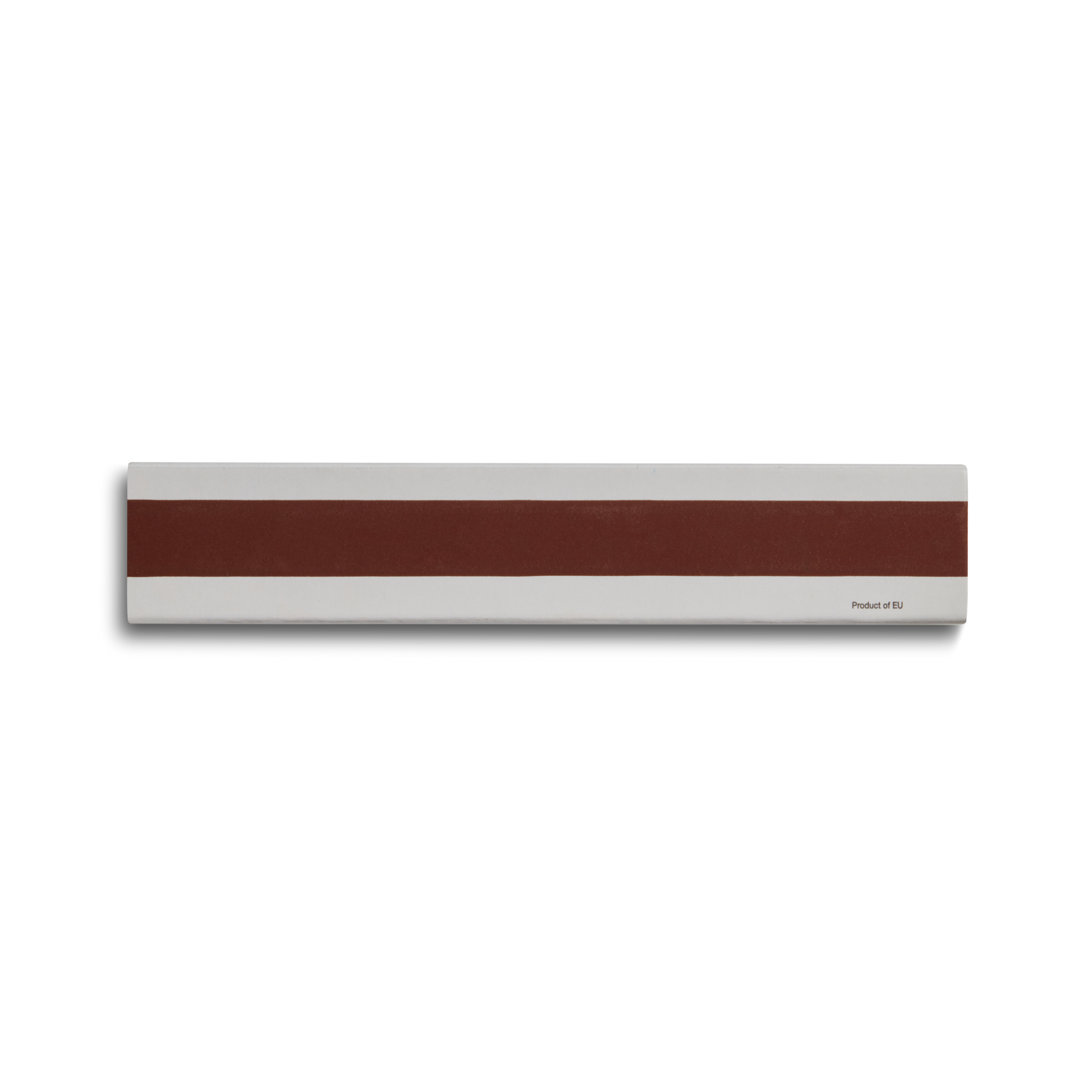 A box of 43 Shinola 4" Safety Matches featuring a bold orange stripe across the center, bordered by two grayish-white stripes. Set against a plain white background.