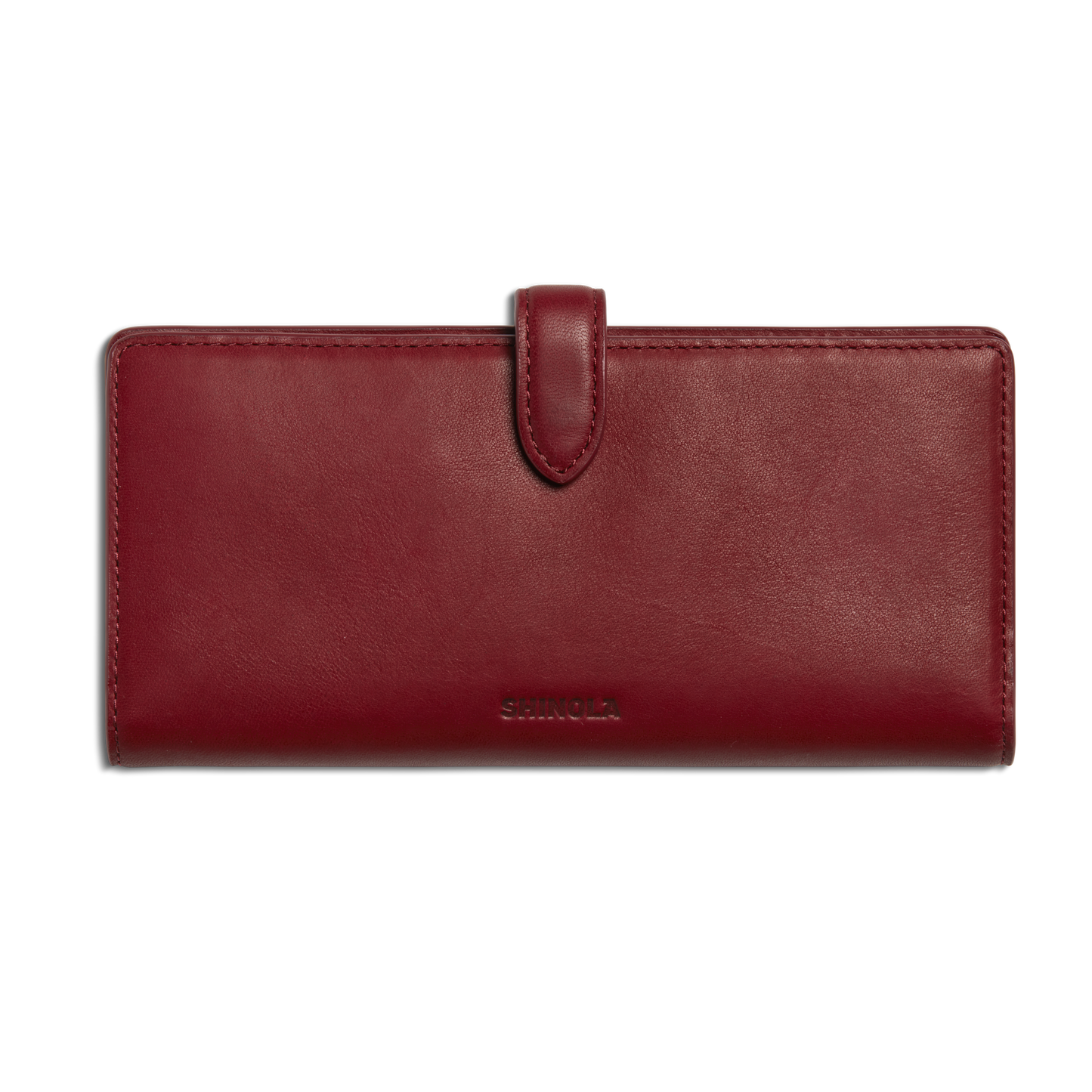 Shinola’s Continental Snap Wallet - Ruby features Natural Leather in a rich hue with a sleek snap closure for a slim, stylish profile.