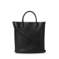The Shinola 12 Hour Tote Bag - Black features short handles and a long, adjustable shoulder strap—ideal for everyday use—shown against a plain white background.