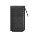 The Zip Around Card Case - Black by Shinola features multiple card pockets, a curved central pocket, a right-side zipper, and the embossed Shinola logo at the bottom.
