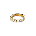 The Shinola 2 Carat Diamond Anniversary Band YG showcases a row of round natural diamonds set in 14k yellow gold, elegantly displayed against a plain white background.