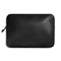 The Shinola Laptop Tech Case - Black is a sleek leather zippered sleeve that doubles as an elegant accessory organizer, shown here against a plain white background.