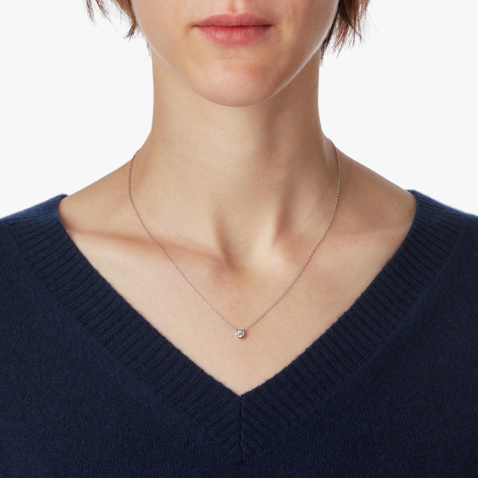 1/4 Carat Round Diamond Necklace - White Gold