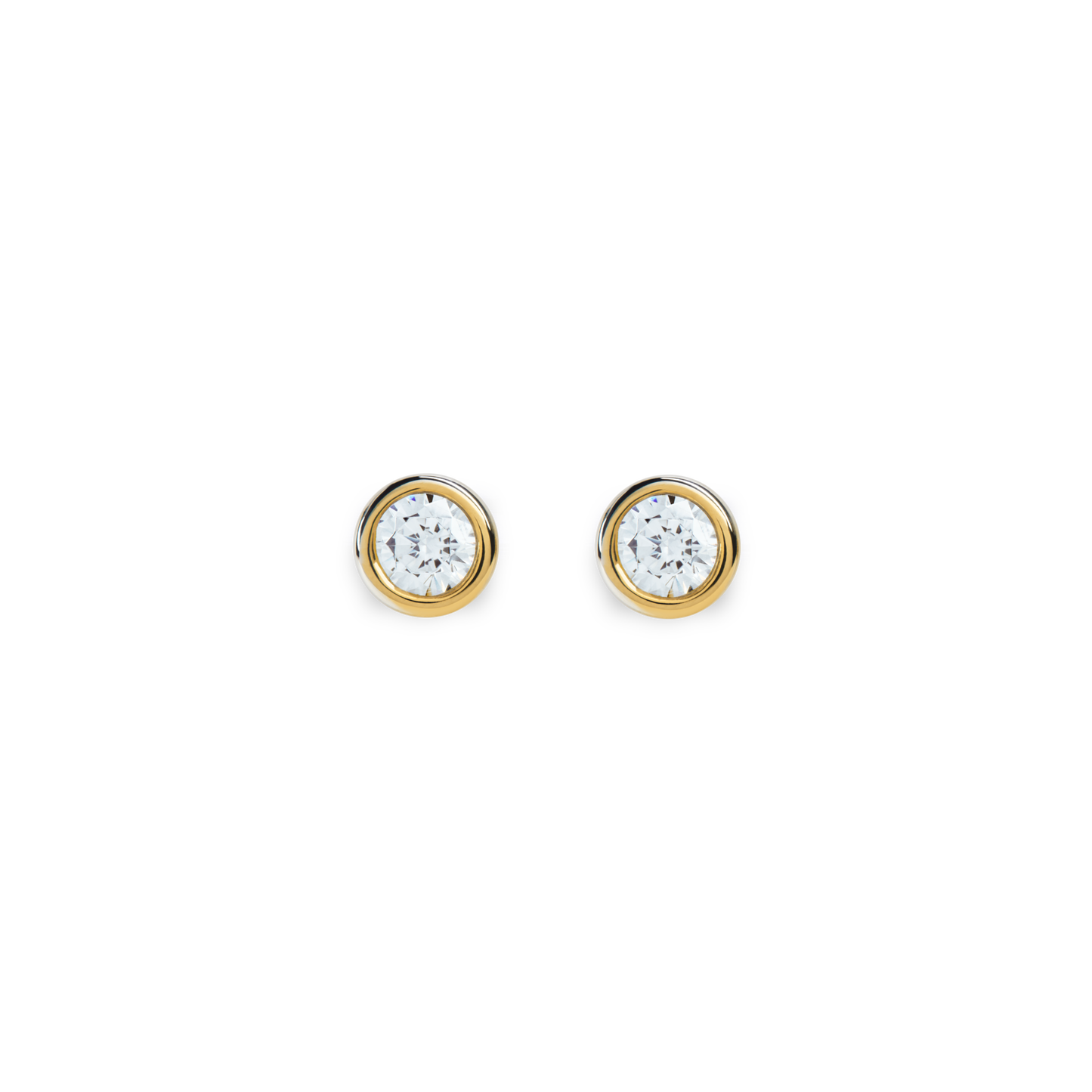 1/4 Carat Round Diamond Bezel Studs - Yellow Gold