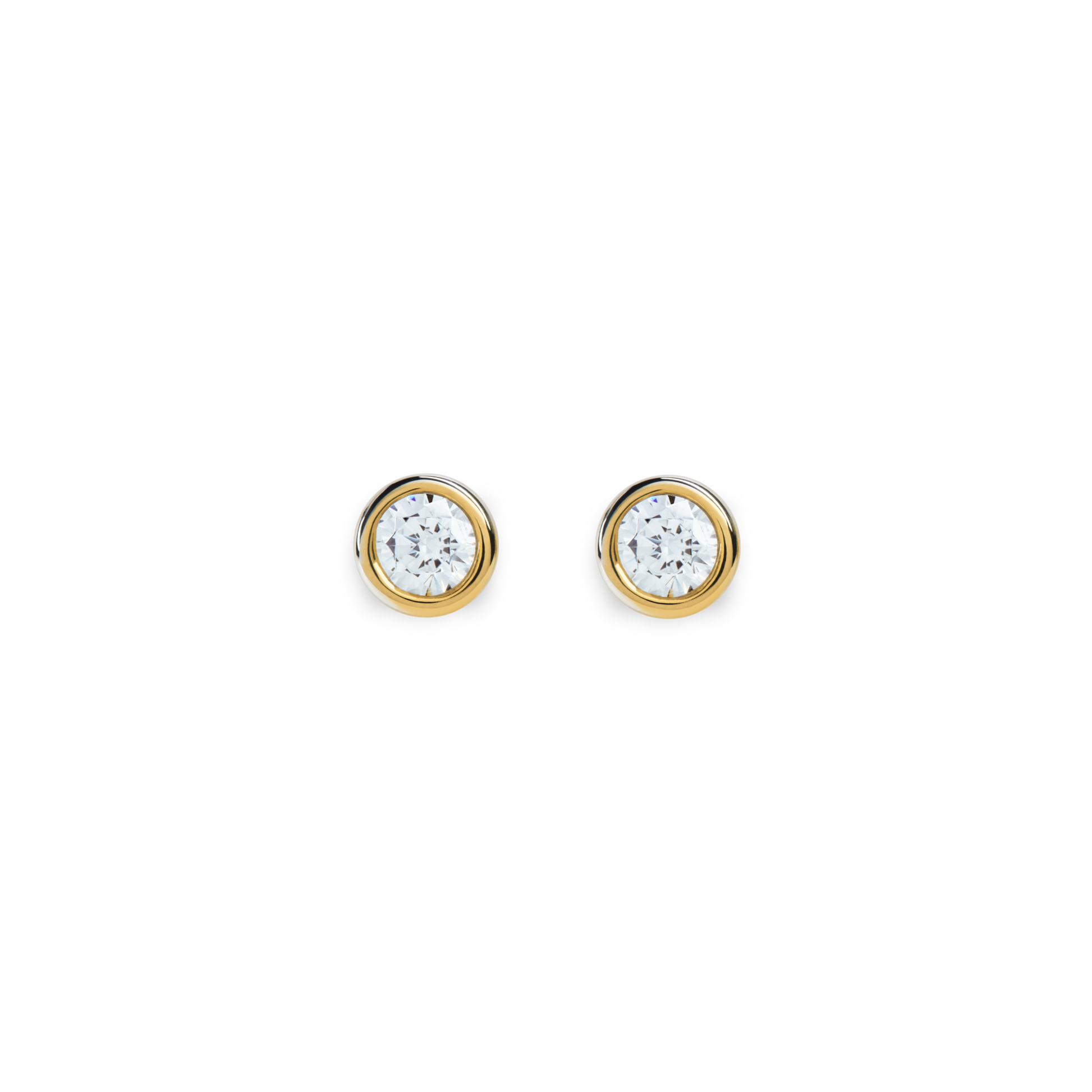 1/4 Carat Round Diamond Bezel Studs - Yellow Gold