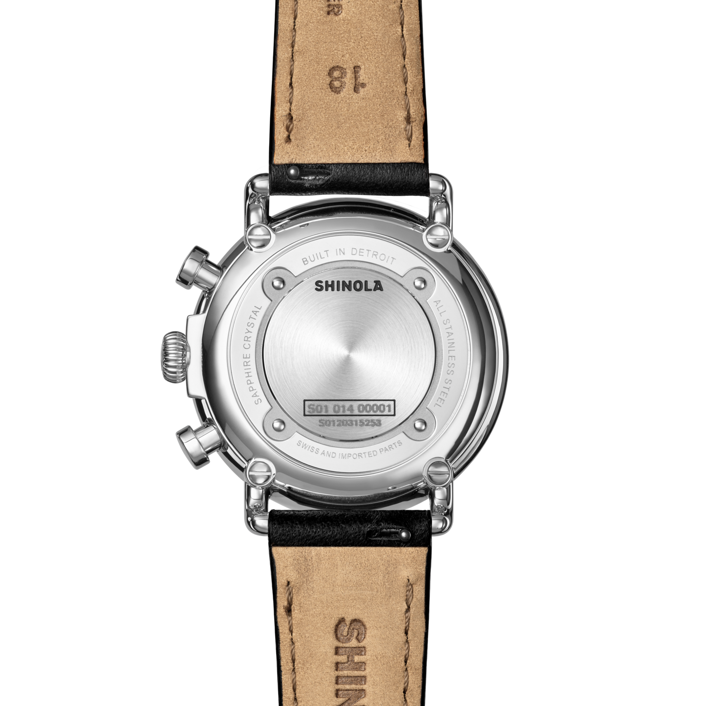 Runwell Chronograph Watch - Black Leather Strap