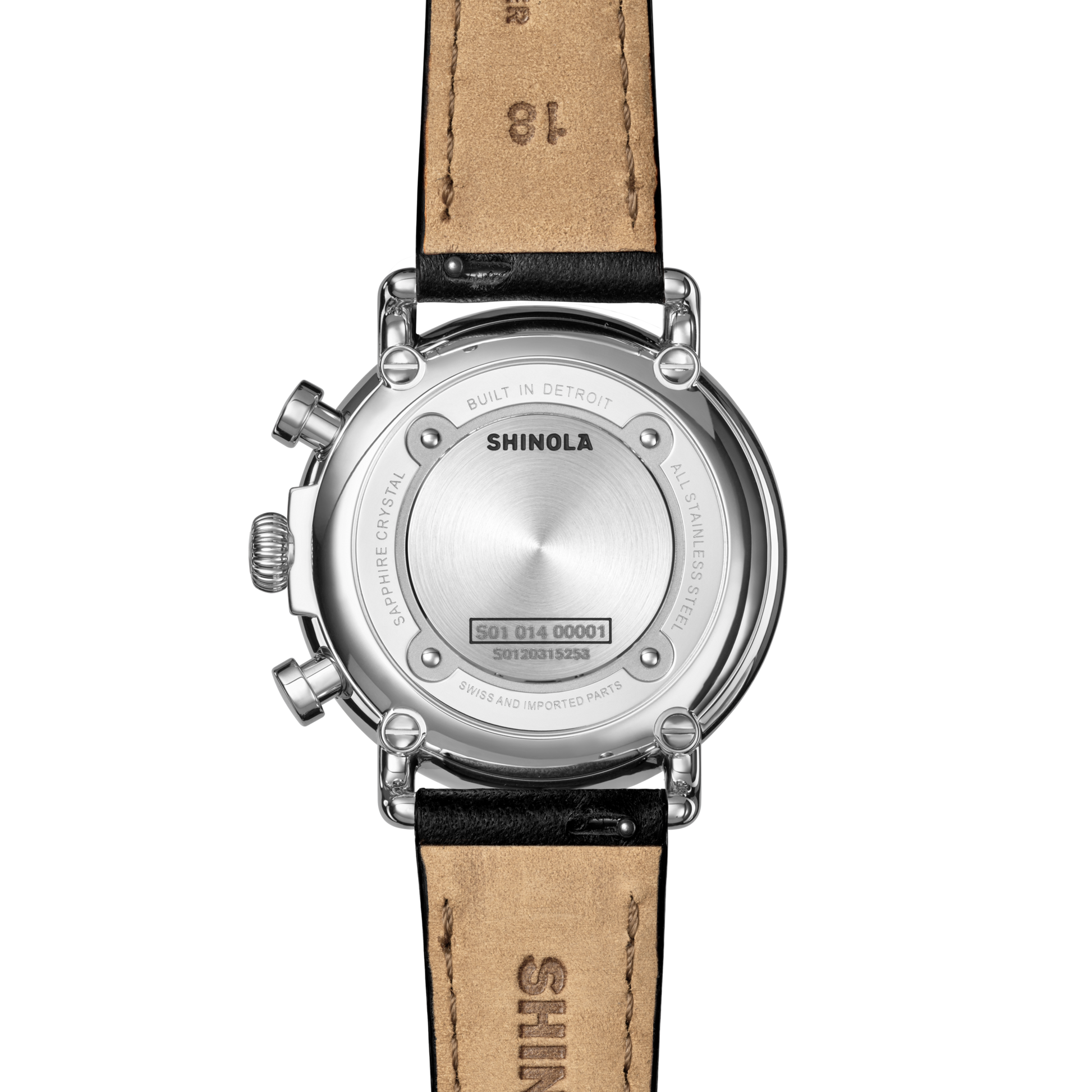 Runwell Chronograph Watch - Black Leather Strap