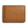 A closed Shinola Slim Bifold Wallet - Tan with visible edge stitching and RFID protection, shown against a plain white background.