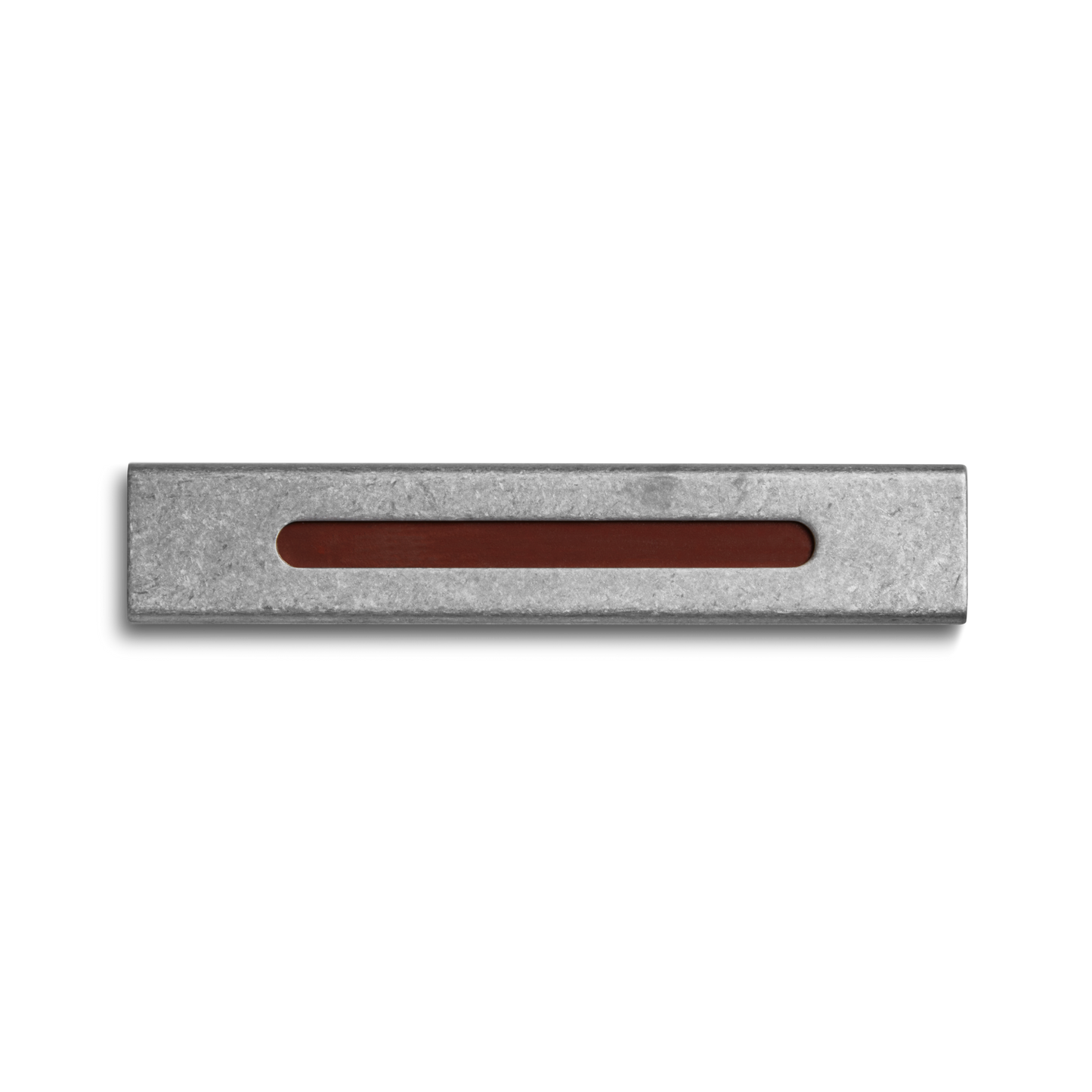 The Shinola Aluminum Matchbox Set features a rectangular design with a centered, narrow horizontal slot revealing a brown interior, displayed on a plain white background.