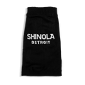 The Shinola Dog Sweater - Black is a cozy black pullover featuring bold white SHINOLA DETROIT text—ideal for stylish pups who love comfort.