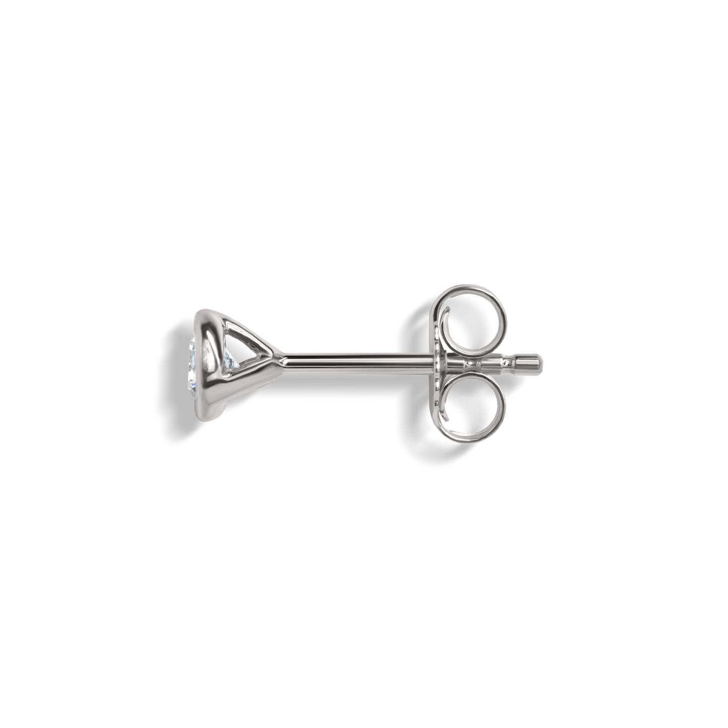 1/4 Carat Round Diamond Bezel Studs - White Gold