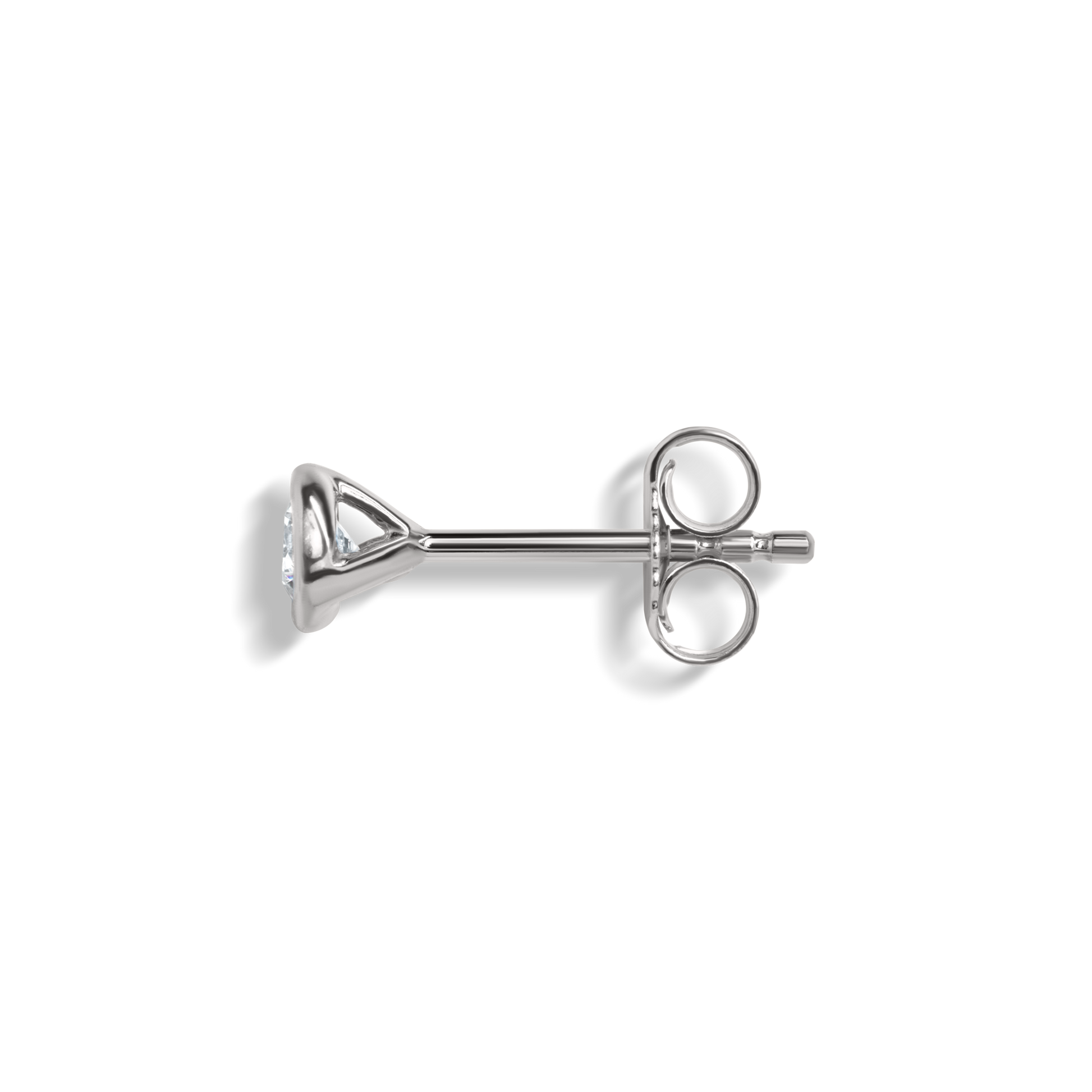1/4 Carat Round Diamond Bezel Studs - White Gold