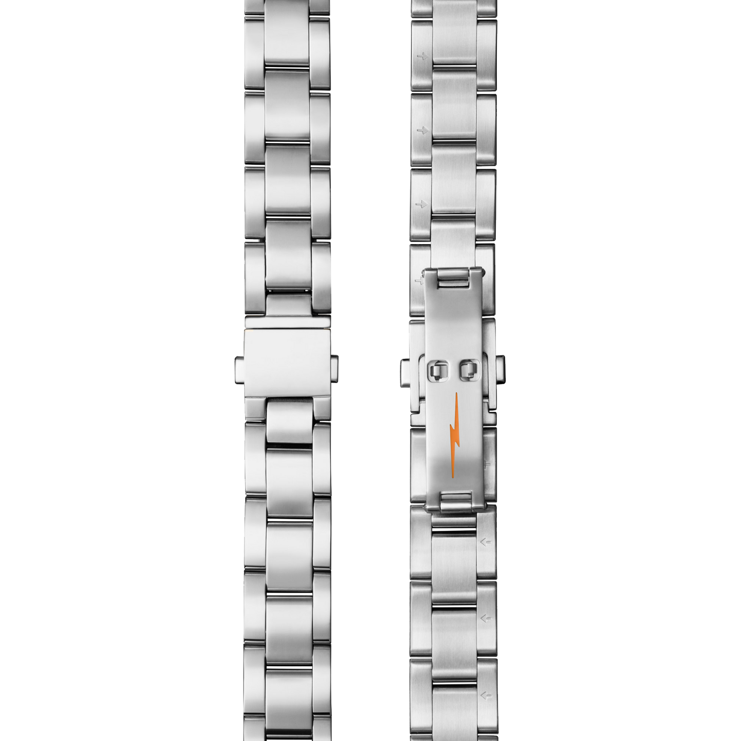Bracelet: 18/13, Universal 3Link, Fold Over, PoSS - Brushed Stainless Steel / Polished Stainless Steel