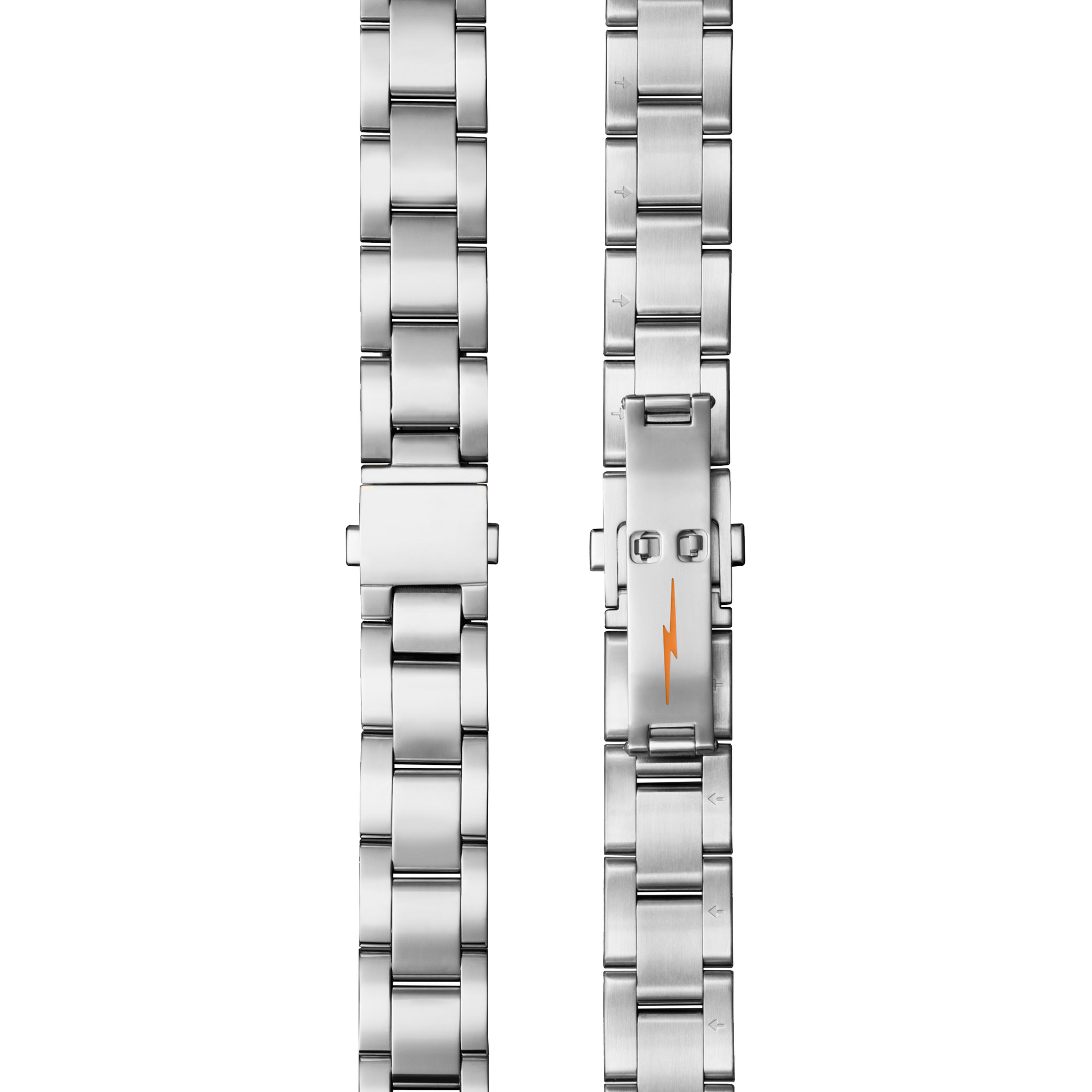 Bracelet: 18/13, Universal 3Link, Fold Over, PoSS - Brushed Stainless Steel / Polished Stainless Steel