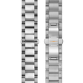 Two Shinola 20mm Stainless Steel 3-Link Bracelets are shown side by side on a white background, one displaying the front links and the other highlighting the clasp with a small lightning bolt symbol.