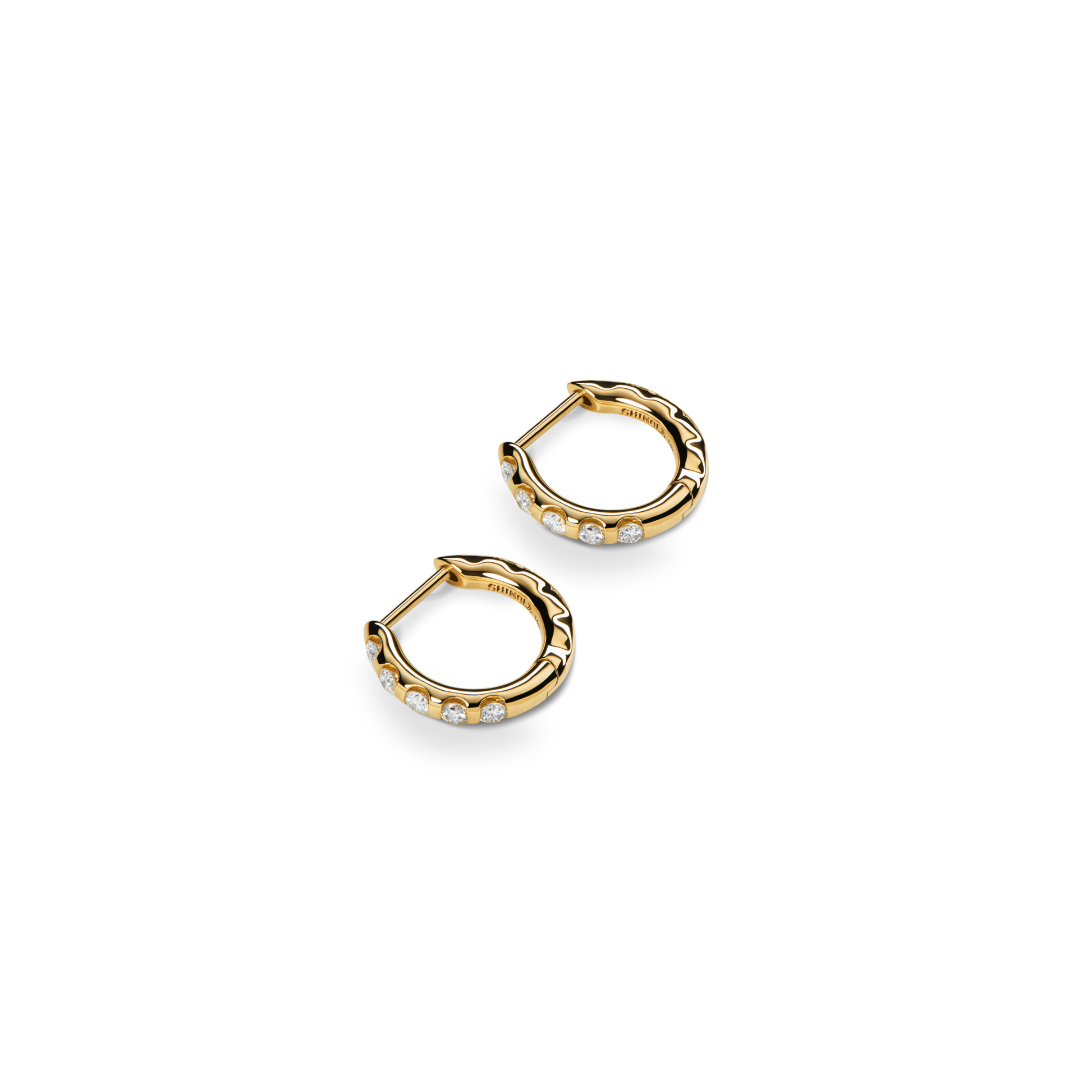 Diamond Petite Round Huggie Earrings - Yellow Gold