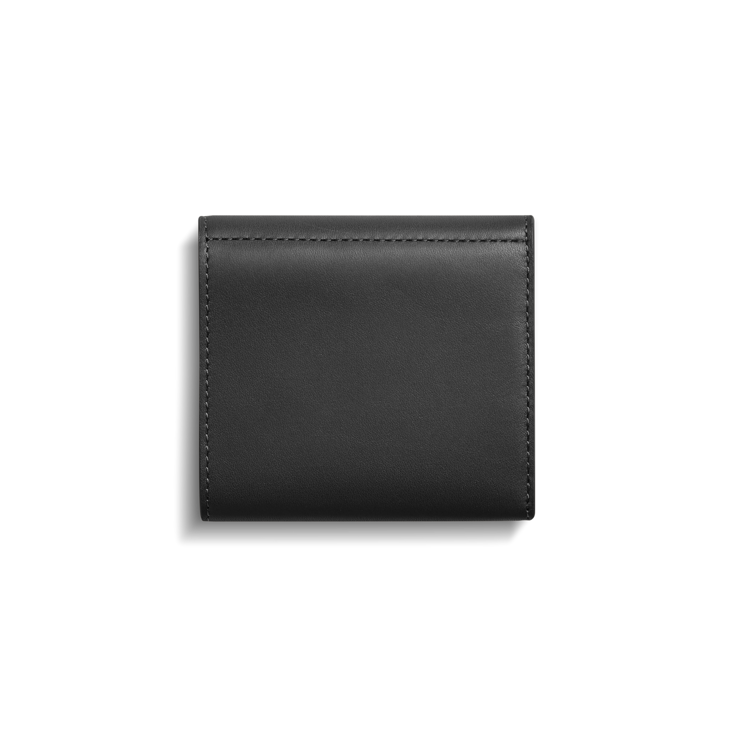 The Shinola Birdy Small Snap Wallet in black leather features neat stitching and practical card pockets, shown closed against a plain white background.