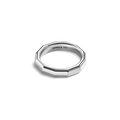 The Shinola 5mm Geometric Band is a sterling silver octagonal ring engraved with SHINOLA 925 on the inner side, showcased against a white background—a sleek modern accessory.