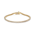 The Shinola 1 Carat 7" Diamond Tennis Bracelet in yellow gold features a single row of brilliant-cut diamonds and a secure box clasp, shown against a plain white background.