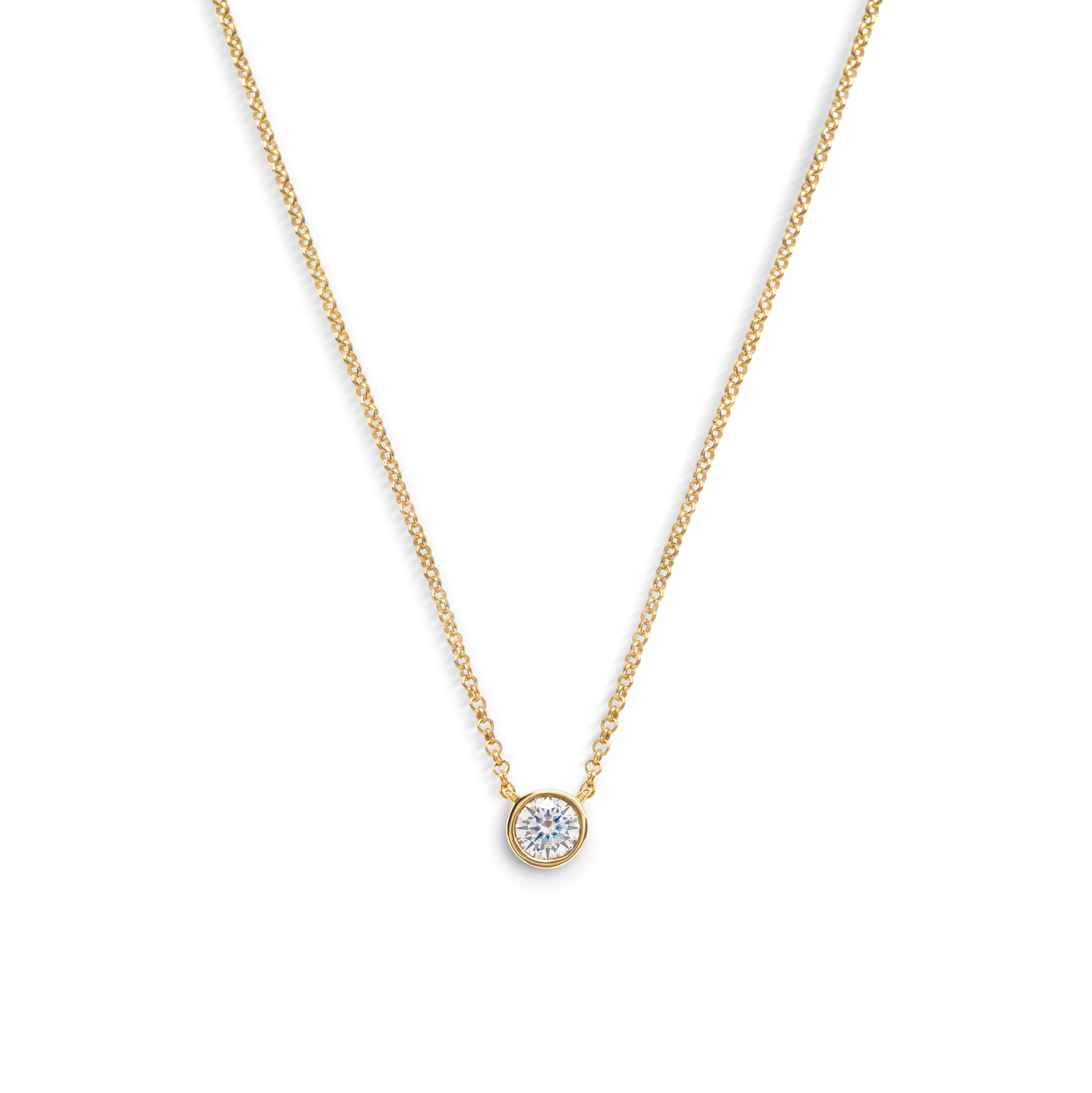 1/2 Carat Round Diamond Necklace - Yellow Gold