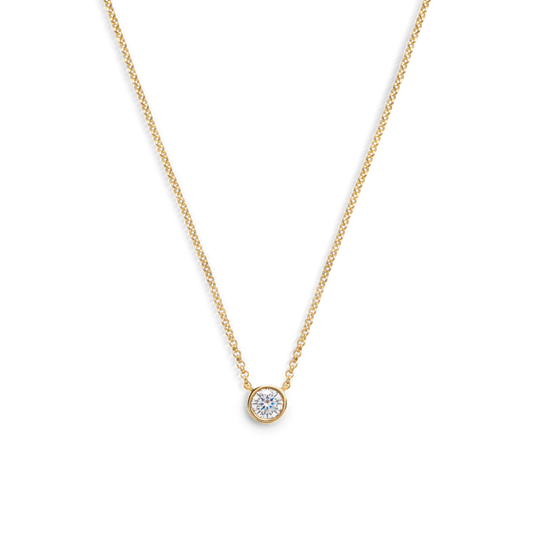 1/2 Carat Round Diamond Necklace - Yellow Gold