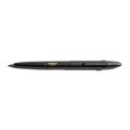 The Shinola + Fisher Bullet Space Pen - Matte Black, with gold SHINOLA DETROIT branding and a clip, is shown against a white background—designed to write underwater and in extreme conditions.