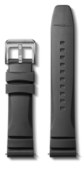 22mm Black Expandable Dive Rubber Watch Strap - Black