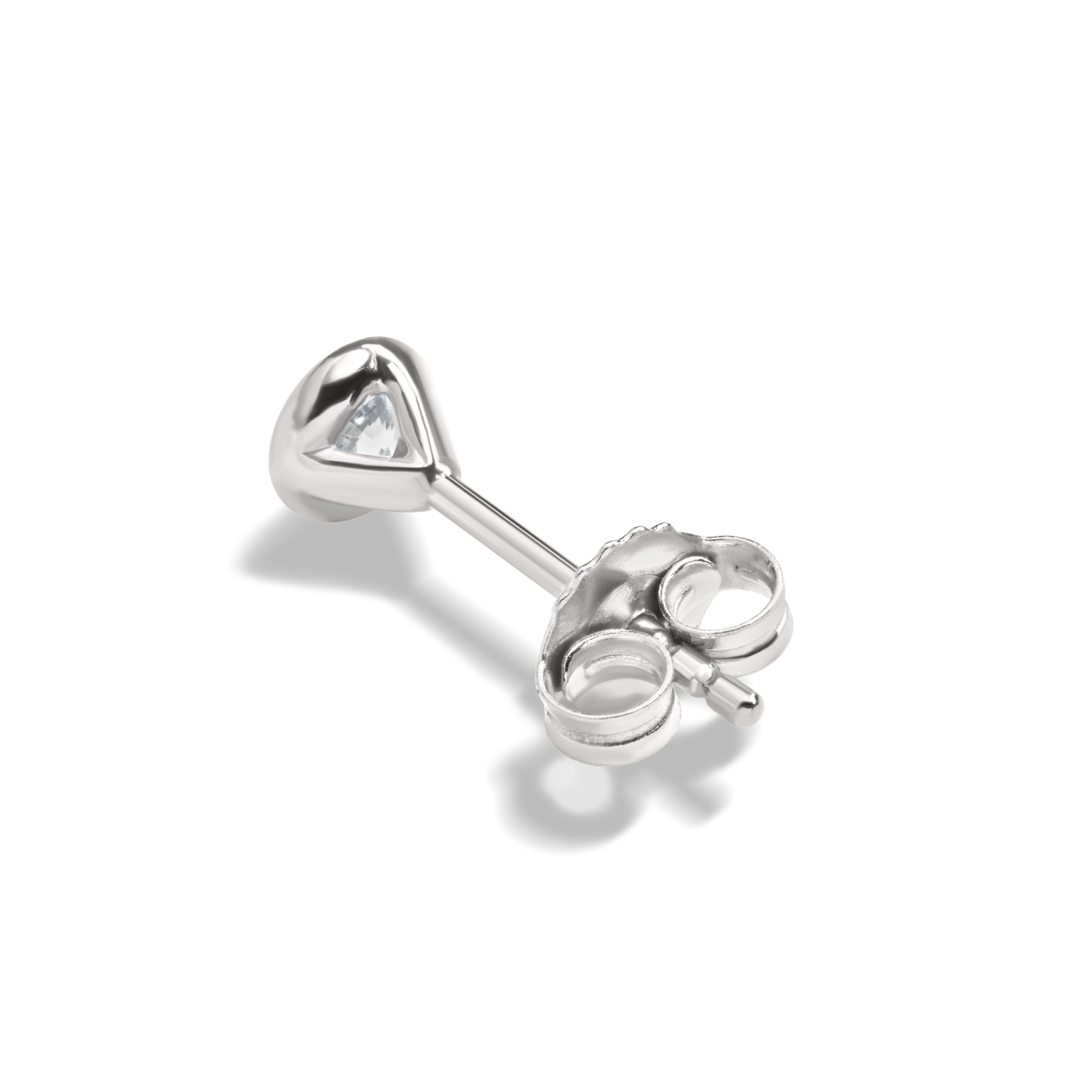 1/4 Carat Round Diamond Bezel Studs - White Gold