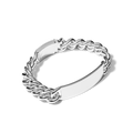 The Shinola Bike Lock ID Bracelet in sterling silver features a chunky chain and a blank, engravable plate for personalized customization.