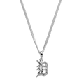 The Shinola Chunky Detroit "D" Necklace features a sterling silver chain and a shiny Olde English D pendant, perfect for fans of classic Detroit style, displayed on a plain white background.