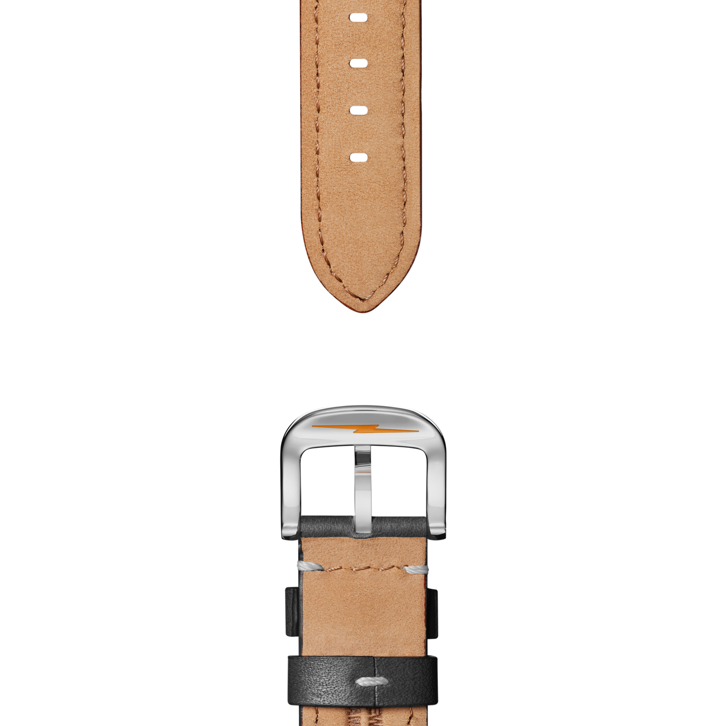 24mm Black Leather Watch Strap - Black