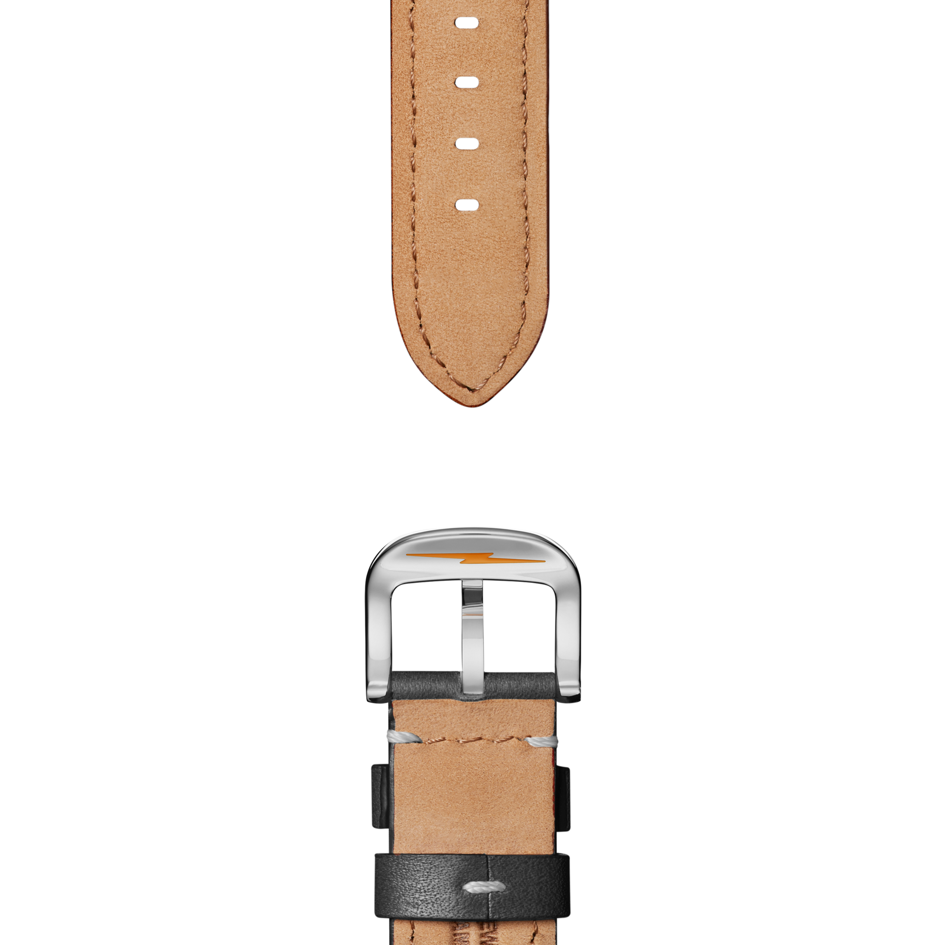 24mm Black Leather Watch Strap - Black