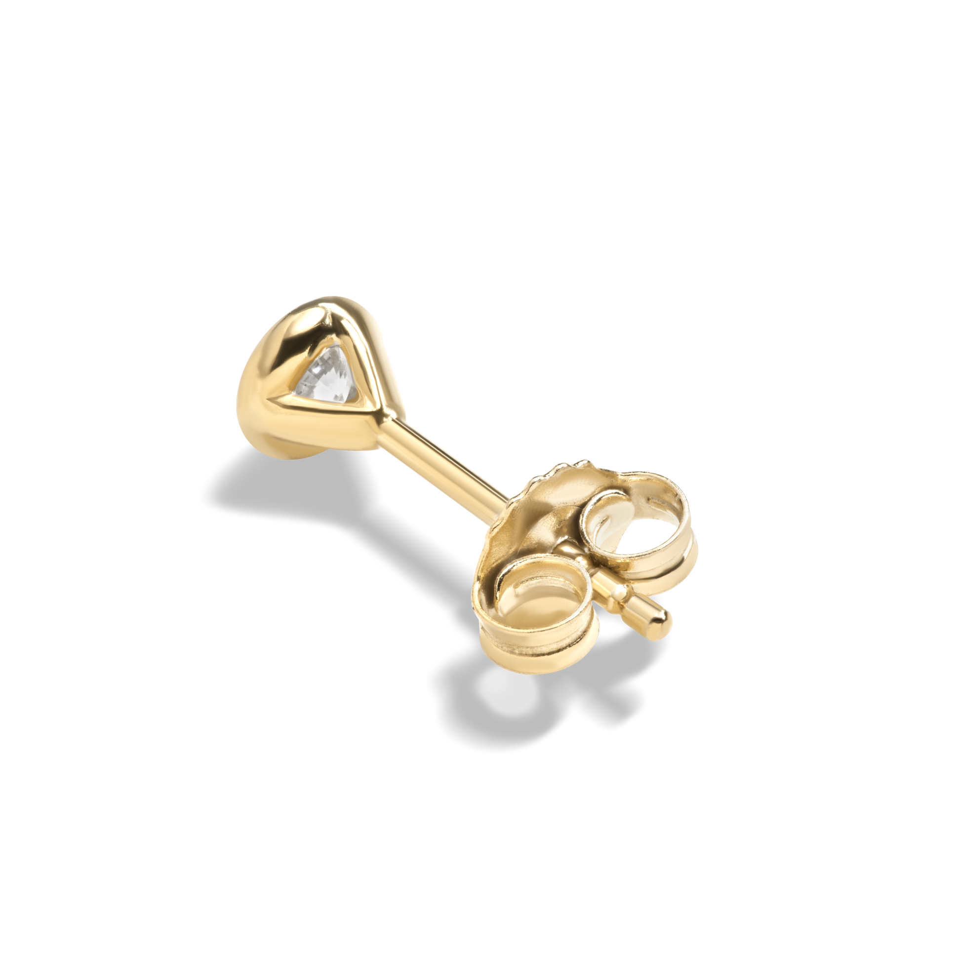 1/4 Carat Round Diamond Bezel Studs - Yellow Gold