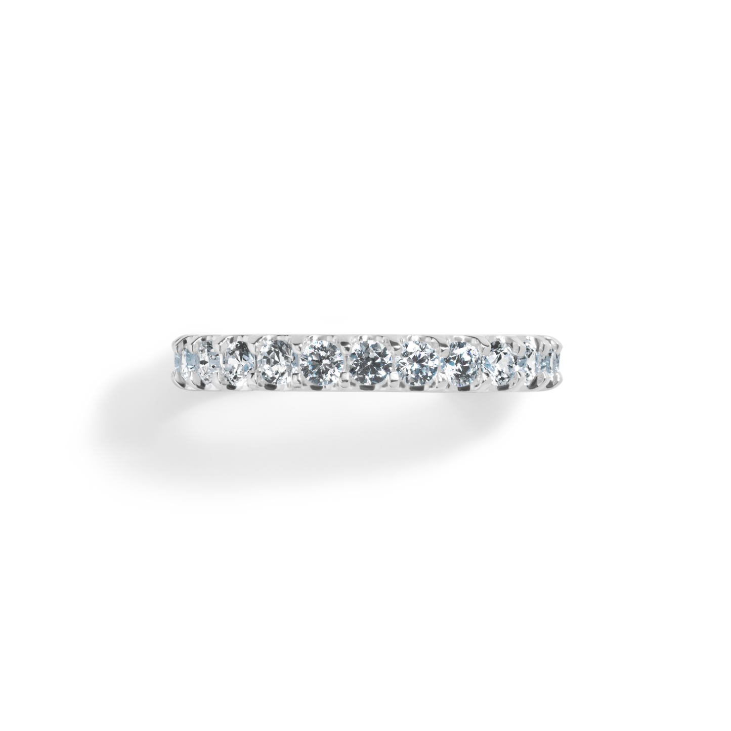 The Shinola 1 Carat Diamond Anniversary Band features brilliant-cut natural diamonds set in a sleek 14k white gold eternity band, showcased on a plain white background.