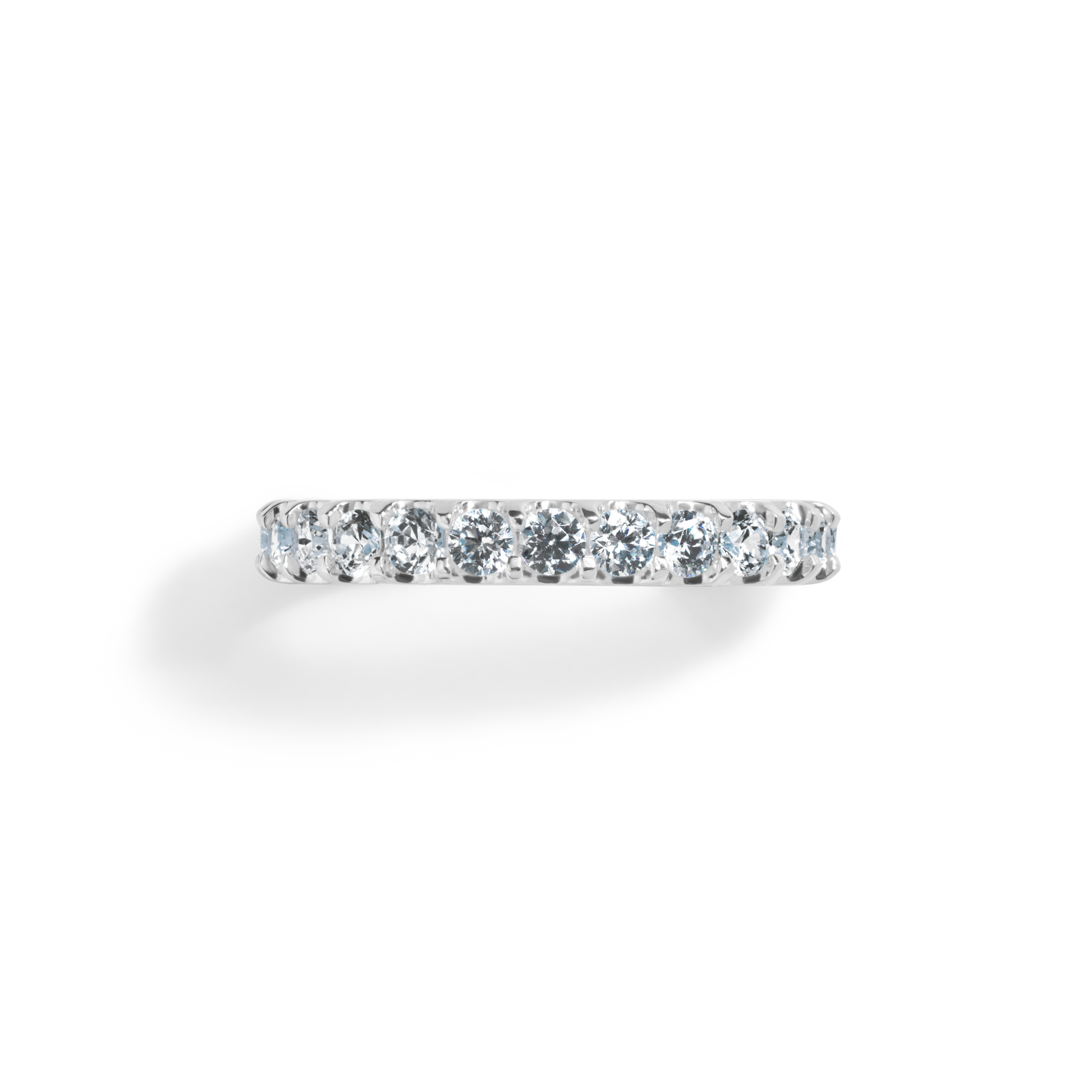 The Shinola 1 Carat Diamond Anniversary Band features brilliant-cut natural diamonds set in a sleek 14k white gold eternity band, showcased on a plain white background.