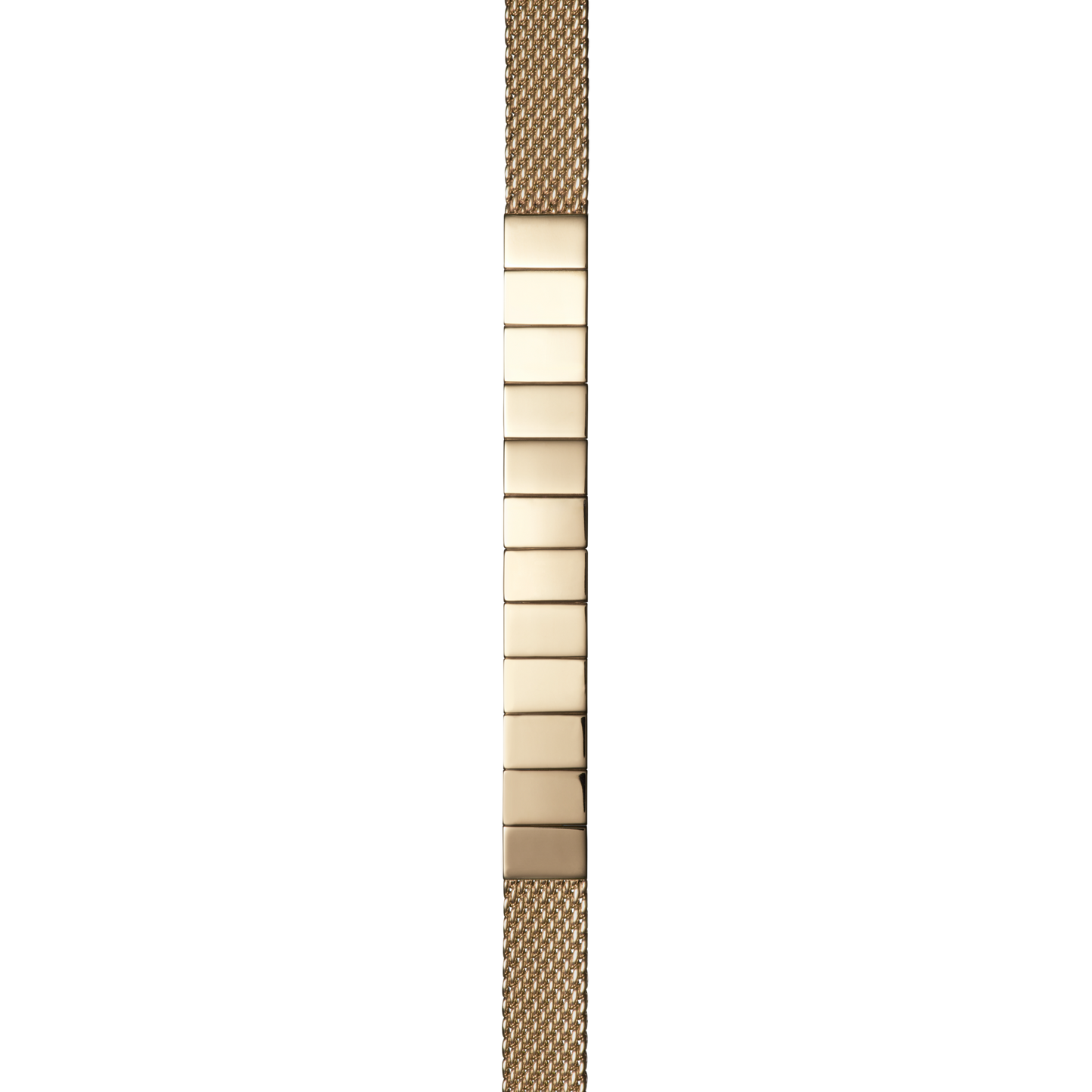 Close-up of the Shinola 18mm Gold Mesh Bracelet – PVD Gold, featuring rectangular links.