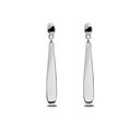 The Shinola Elongated Teardrop Earrings feature polished sterling silver pendants in an elegant elongated teardrop shape, suspended from small rounded studs and shown on a plain white background.