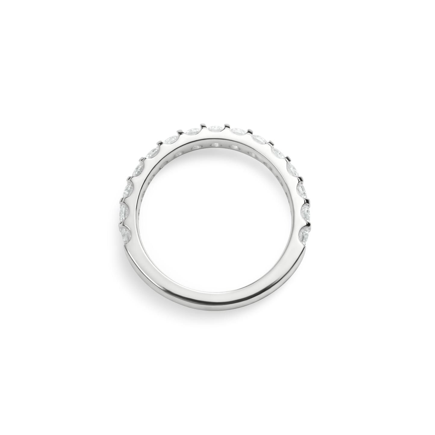 The Shinola 1 Carat Diamond Anniversary Band in white gold features small round natural diamonds set along the top half of a polished band, shown against a plain white background.