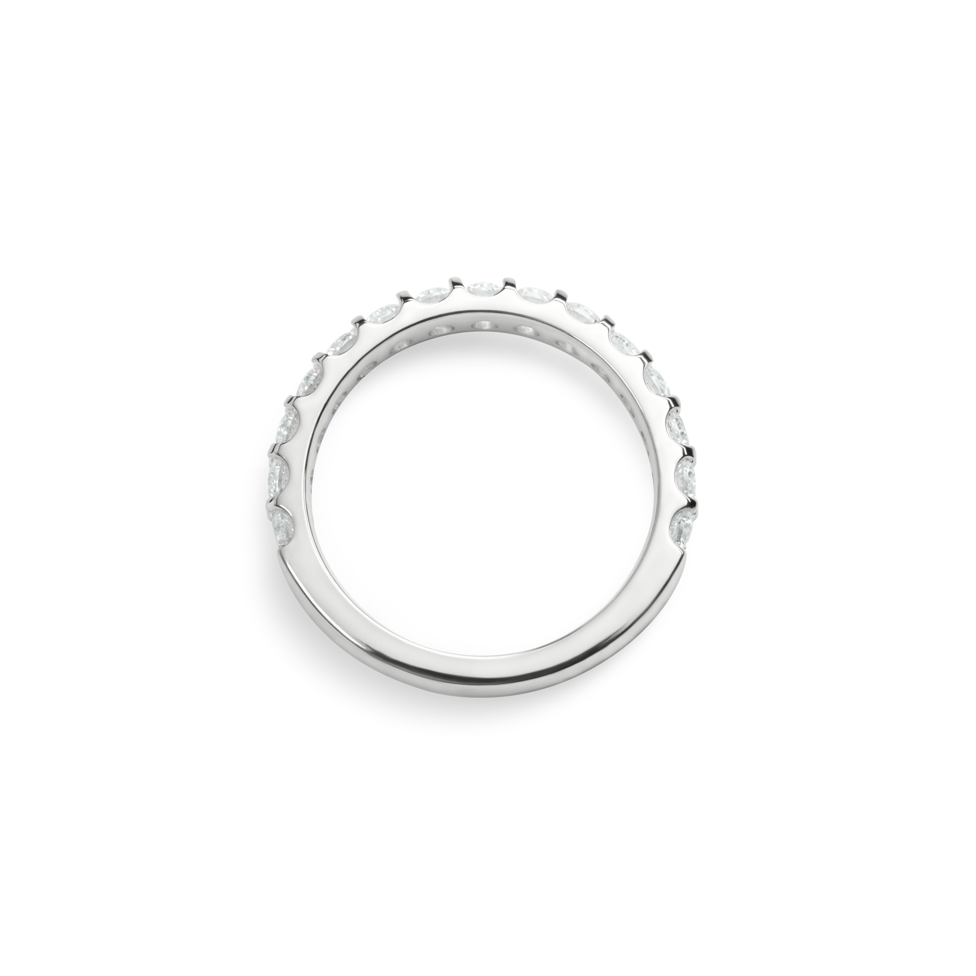 The Shinola 1 Carat Diamond Anniversary Band in white gold features small round natural diamonds set along the top half of a polished band, shown against a plain white background.
