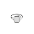 The Shinola Petite Rectangular Signet Ring, crafted in sterling silver, is displayed against a white background. Its smooth rectangular face and subtly engraved interior make this monogrammed ring timeless and personal.
