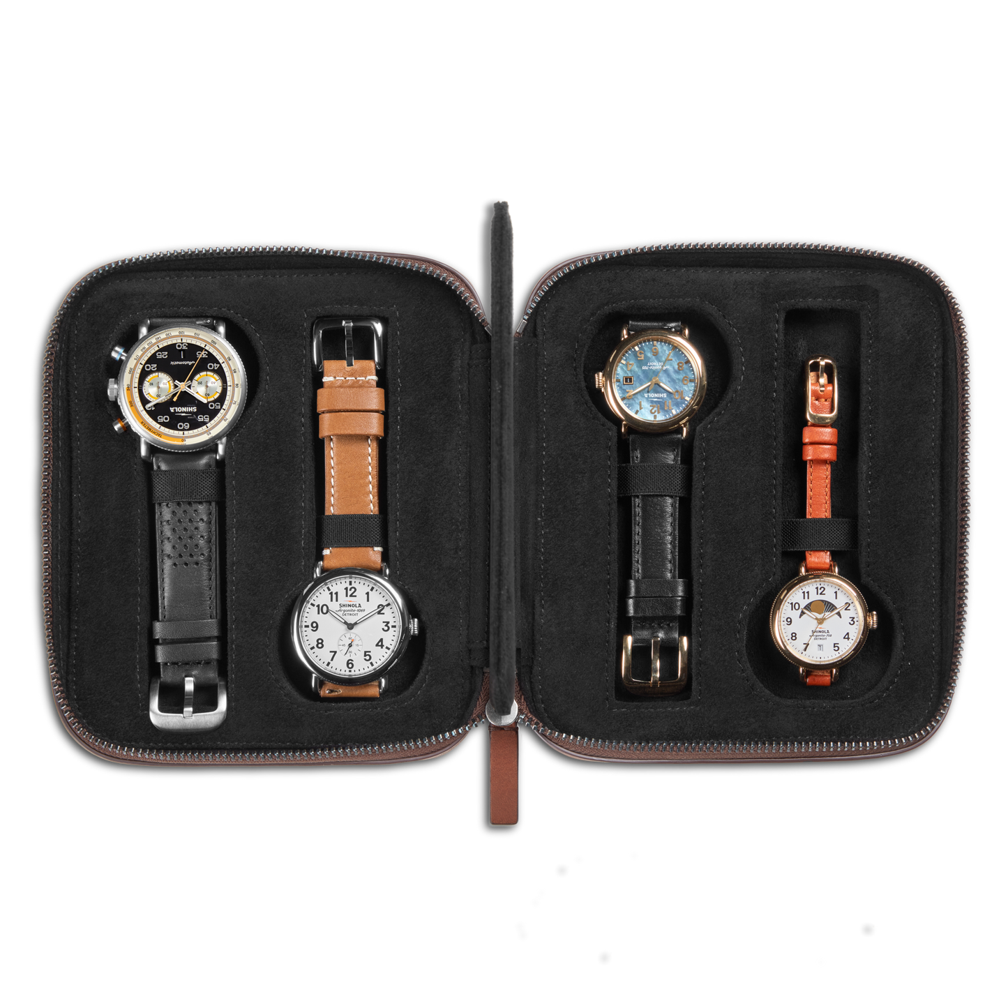 Four Watch Travel Case - Medium Brown