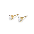Shinola's 1 Carat Round Diamond Studs in yellow gold feature classic three-prong settings, showcased against a plain white background.