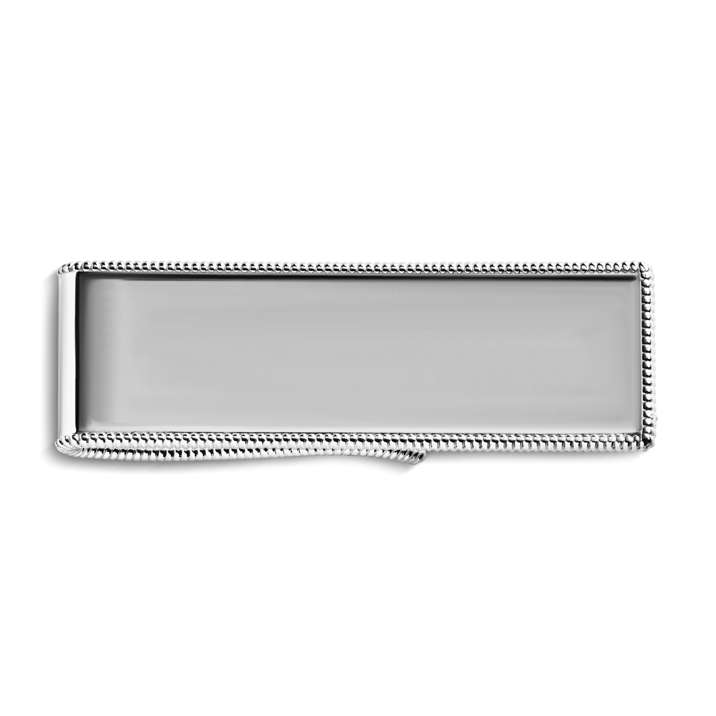 The Shinola Coin Edge Money Clip features a rectangular sterling silver design with a smooth surface and classic coin edge detail, shown on a plain white background.