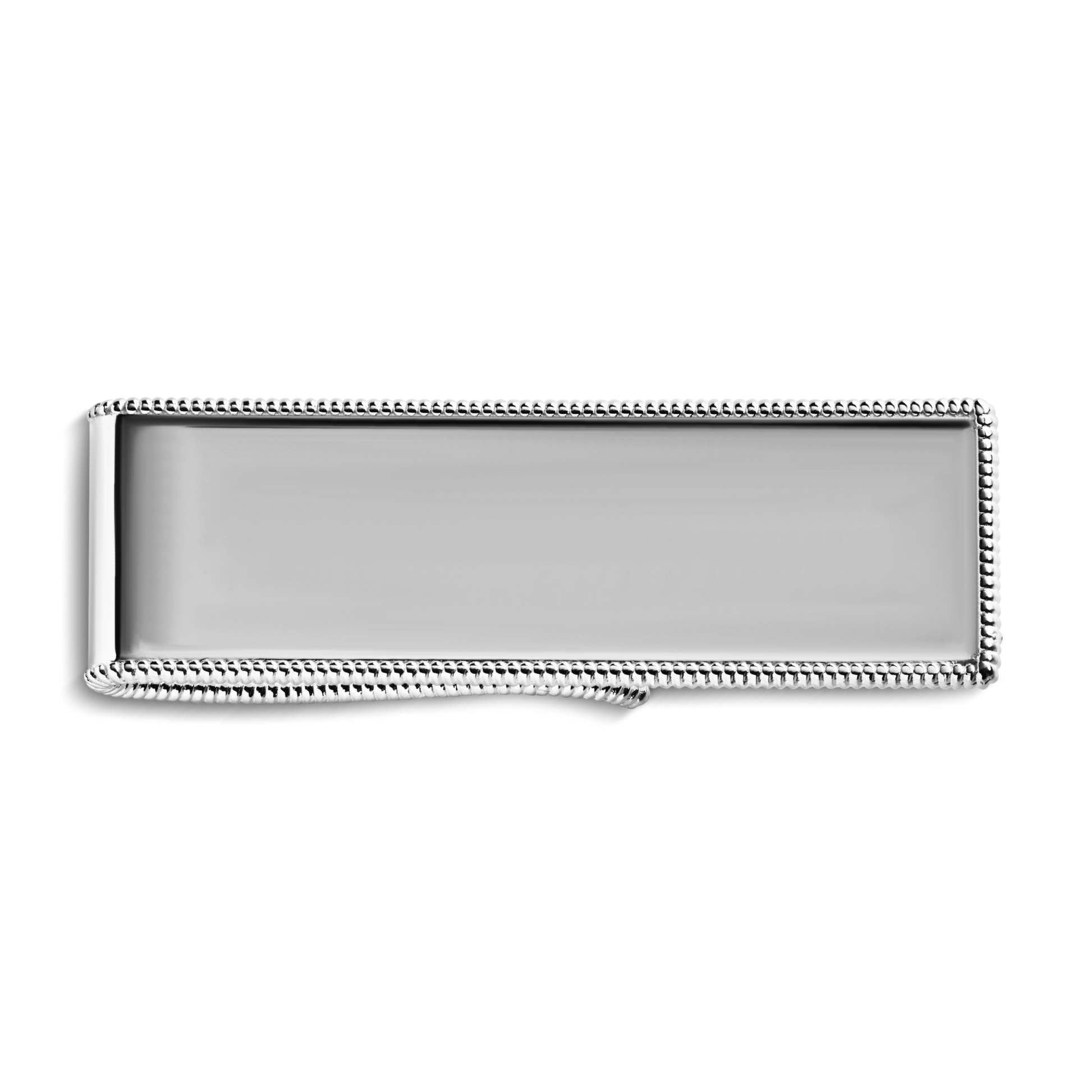 The Shinola Coin Edge Money Clip features a rectangular sterling silver design with a smooth surface and classic coin edge detail, shown on a plain white background.