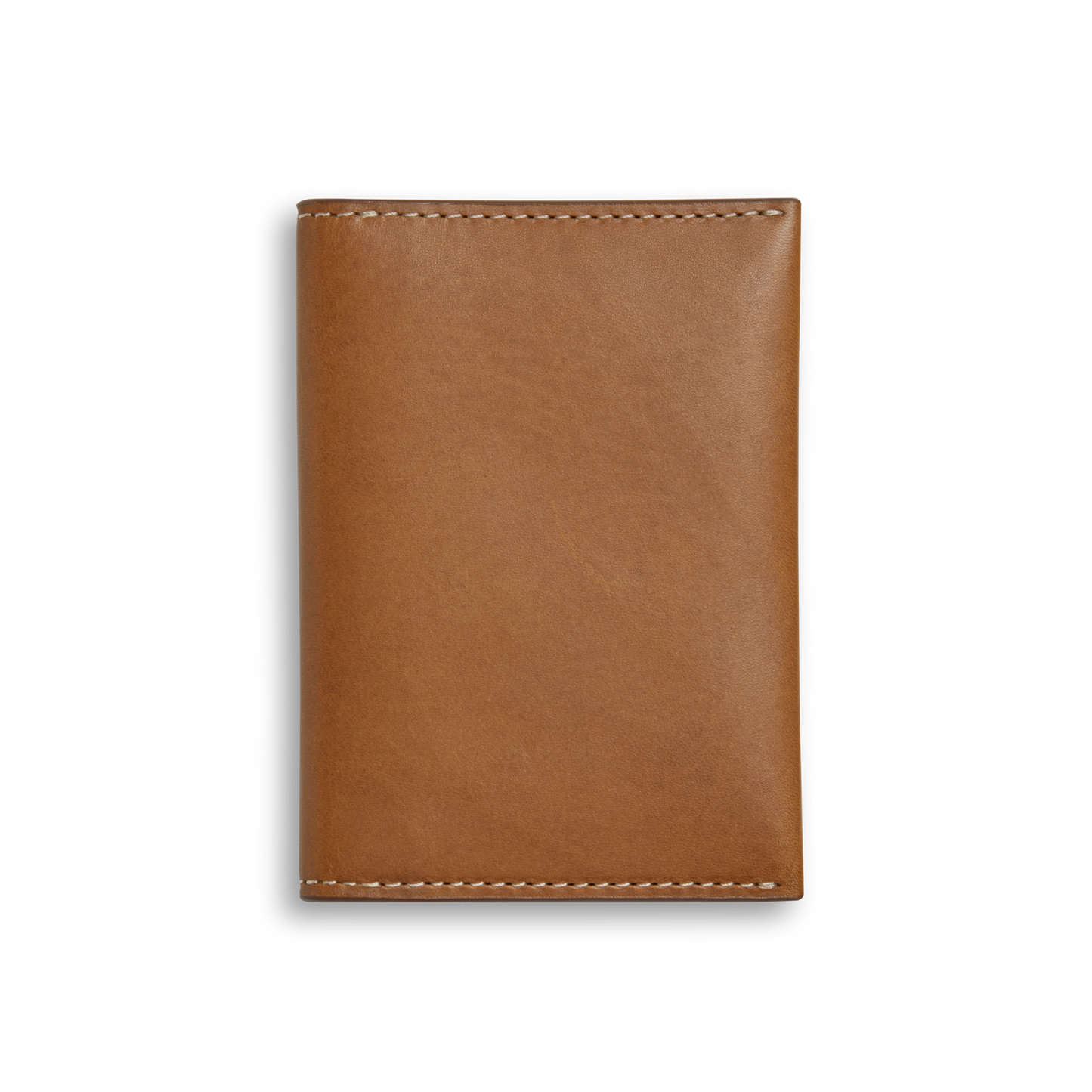 The Shinola Folded Card Holder Wallet - Tan features light brown Italian Vachetta leather with visible edge stitching, shown closed and flat on a white background. This slim wallet offers both elegance and practicality.