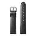 The Shinola QR Strap: 22/20 XL Aniline, RR Classic, PoSS - Black is a two-piece black leather watch strap with a silver buckle and edge stitching. One piece has the buckle and loops; the other features multiple adjustment holes.