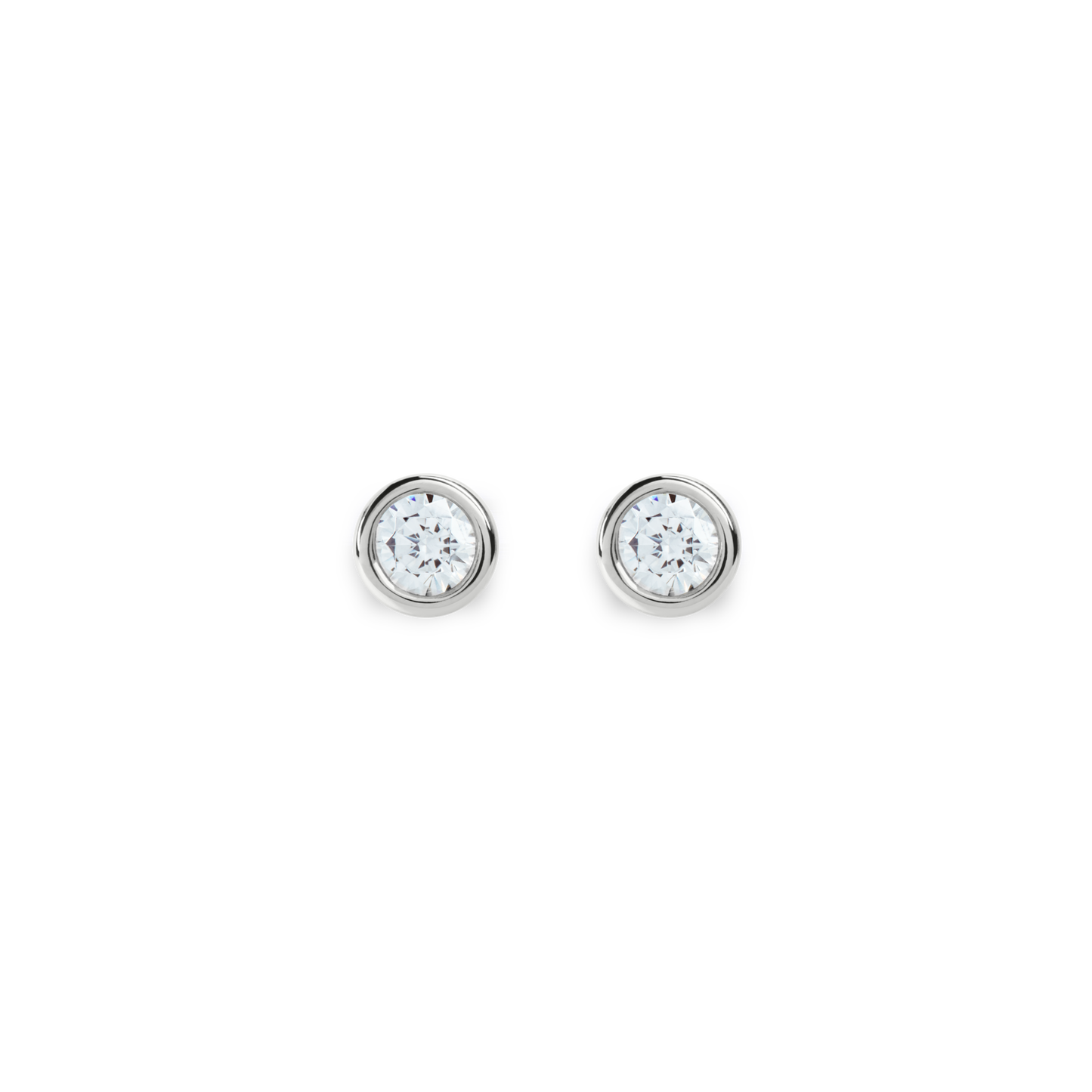1/4 Carat Round Diamond Bezel Studs - White Gold