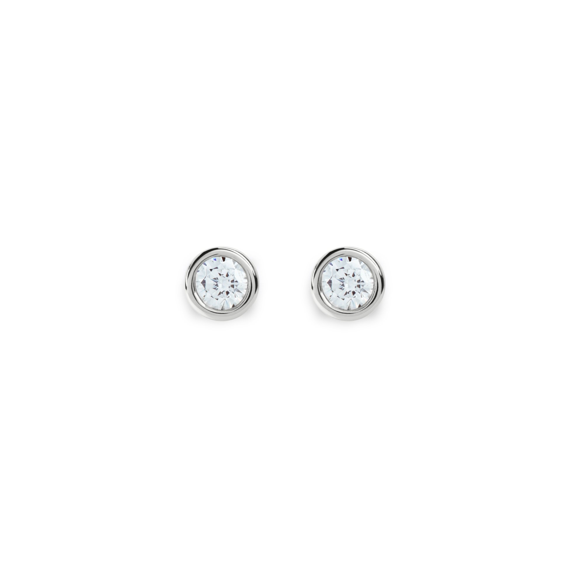1/4 Carat Round Diamond Bezel Studs - White Gold